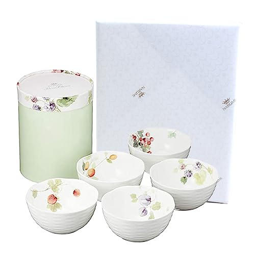 NARUMI(ナルミ) ボウル 皿 セット ルーシーガーデン 11cm ベリー柄 5柄セット おしゃれ かわいい レリーフ 小鉢 食器セット 結婚祝い 母の日 プレゼント 電子レンジ温め 食洗機対応 ギフト箱入り ラッピング済 96010-21902PAZ